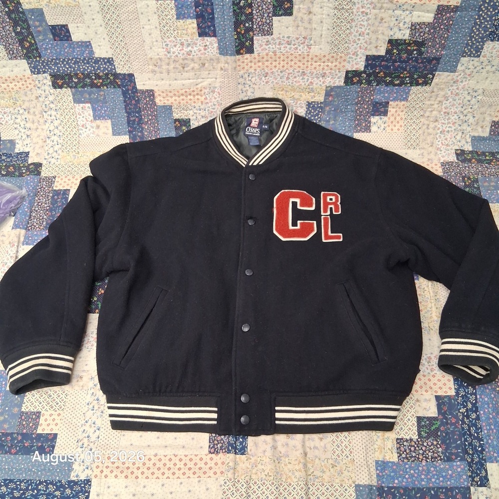 * Vintage 90s Y2K Chaps Ralph Lauren CRL Varsity Jacket Mens XL Blue Wool Blend